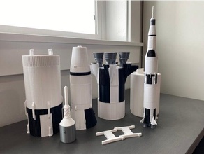 Saturno cohete multi color mmu Apolo mmu2 mmu2s modelo multicolor multimaterial nasa prusa i3 mk3s saturnv 5 encajar chasquido 3d print model - Mito3D