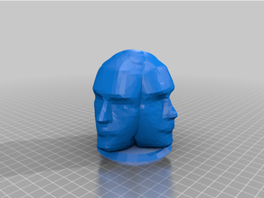 4 enfrentado cabeza cara estatua 3d print model - Mito3D