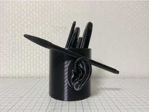 ear pen holder cup ears office organization organizer pencil case penholder stationary statue 3d print model - Mito3D