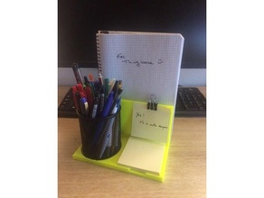 porte cahier - book holder desk organizer organization pen pencil stylo post-it pot crayon 3d print model - Mito3D