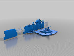 jardin mur terrain diorama 3d print model - Mito3D
