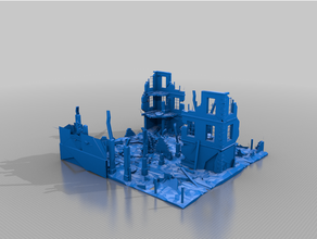 bombed ruins - ww2 diorama terrain 3d print model - Mito3D