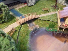 pedestrian bridge h0 creek scale railway 3d print model - Mito3D