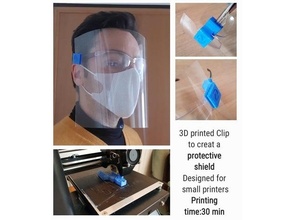 visage bouclier agrafe covid 19 covidfaceshield masque protection 3d print model - Mito3D