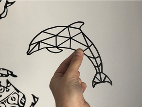 geometric dolphin dolphins geometrical wall 3d print model - Mito3D