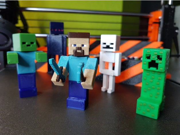 Minecraft cifras conjunto multi color enredadera enderman esqueleto steve zombi 3D print model - Mito3D
