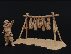 pez secado estante 28mm 30mm 32mm juegos mesa dnd mazmorras dragones fantasía frostgrave juego azar histórico medieval miniatura miniaturas mordheim terreno pionero polimodular rol 3d print model - Mito3D