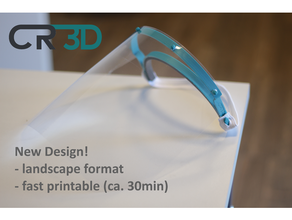 cr-3d fast printable faceshield 2nd gen &gt german standard&lt din a4 -888- landscape format facecover facecovering notouchchallenge corona coronavirus covid-19 covid19 covidfaceshield cr3d drk facemask filament health healthcare care protection protective protectivefaceshield reil roteskreuz shield standard 3d print model - Mito3D