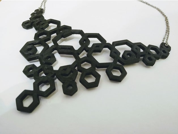 hexagonal plastrão colar acessórios geométrico Projeto hexágono jóia joalheria colares pingentes 3D print model - Mito3D