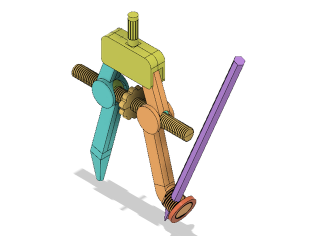 drawing compass assembly required glue screws 3D print model - Mito3D