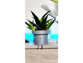 happy flower pot plant sitting 3d print model - Mito3D