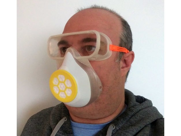 reusable respirator mask eyes protection diposable filter coronavirus covid-19 covid19 facemask goggles 3D print model - Mito3D