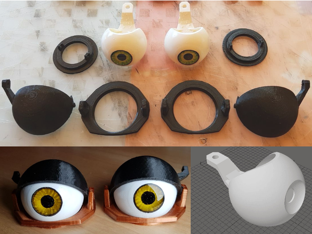 movable puppet eye eyelid animatronic eyeball robot 3D print model - Mito3D