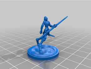 4 armed alien warrior dungeons dragons fantasy fighter miniature tabletop gaming 3d print model - Mito3D
