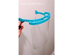 ppe face shield rev3 - 1 piece frame stackable design shelf parts bands 3d print model - Mito3D