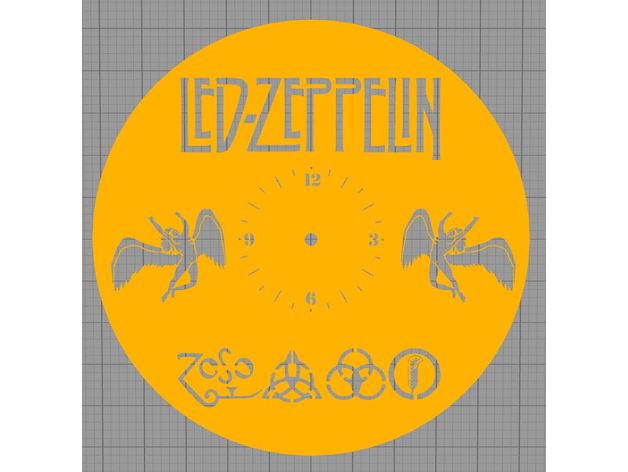 guidato zeppelin orologio gruppo musicale LED Zeppelin musica parete 3D print model - Mito3D