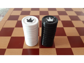 checkers stackable 2 colors chess piece draughts 3d print model - Mito3D
