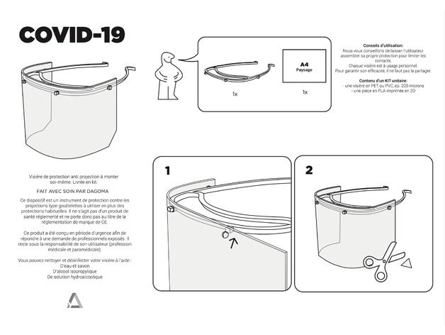 visi protection anti projection - version dagoma sans lastique covid-19 coronavirus face mask covid covid19 covid19facemask covidfaceshield faceshield shield visire visieresolidaire 3D print model - Mito3D