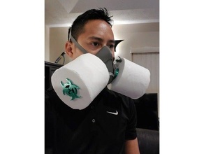 bio hazard coronavirus 3m respirator toilet paper adaptor face mask protection holder roll 3d print model - Mito3D