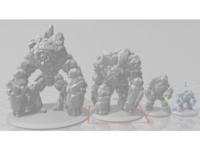 earth elementals small medium large huge 28mm scale dnd dungeons dragons pathfinder starfinder 3d print model - Mito3D