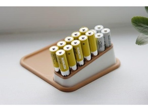 aaa battery holder pad batteries box organizer organization table 3d print model - Mito3D