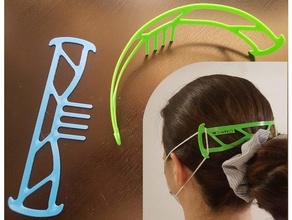 surgical mask head band hair comb bobbypin bobby pin pins clip coronavirus face covid-19 covid19 covidmask facemask n95 nurse pandemic ponytail respiratory therapy relief strap 3d print model - Mito3D