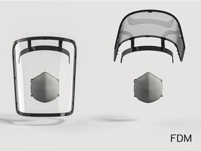 long protective shield covid-19 facemask faceshield 3d print model - Mito3D