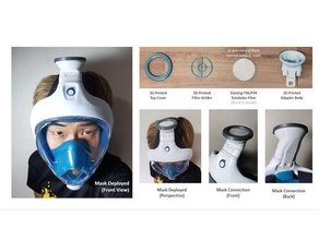 snorkeling maschera adattatore ppe covid19 covid 19 visiera protezione stepper 3d print model - Mito3D