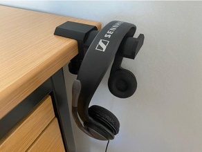 headphone holder - table mount strong easy print audio customizer hook openscad screwless 3d print model - Mito3D