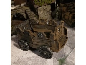 battlewagon 28mm battlewagon dnd minis siege vehicle wagon 3d print model - Mito3D