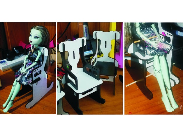 canavar yüksek oyuncak bebek sandalyeler 3mm lazer kesmek klips tutkal gereklidir sandalye 3D print model - Mito3D