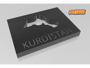 Curdistão mapa escrevendo curdo 3d print model - Mito3D