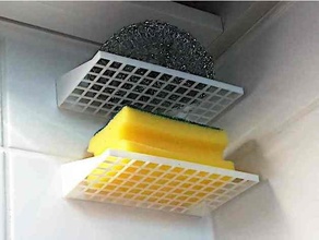 mini shelf kitchen sponge drying holder container drip dry dryer grid leak mesh soap tray wet 3d print model - Mito3D