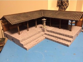 temple murs calcul base extérieur coin 100mm 28mm Japon moine fondation tester honneur tikal 3d print model - Mito3D
