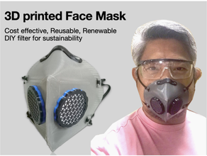 simple foldable covid19 face mask dual filter tpu ppe - 1 hr 29 minutes print time 3d print model - Mito3D