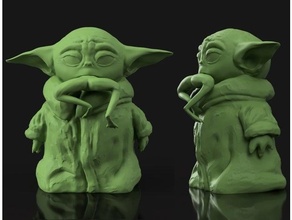 bébé yoda mangeant grenouille babyyoda Groot manger médicament figures figurine mandalorien mando guerres étoiles étoile 3d print model - Mito3D