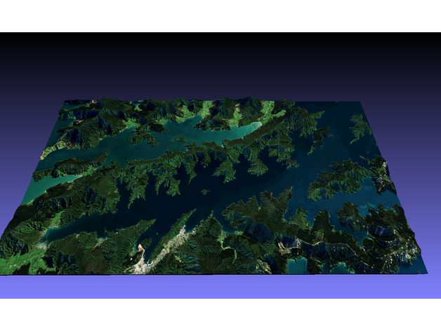 picton waitohi Neuseeland Farbe 3d Karte Königin Charlotte Klang topografisch Topographie totaranui 3D print model - Mito3D