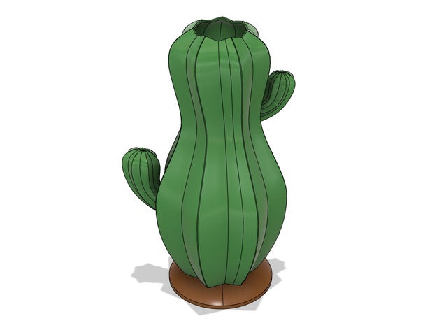 flower vase cactus 3D print model - Mito3D