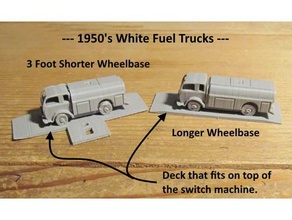 scale -- shorter wheelbase white fuel truck switch machine 3d print model - Mito3D