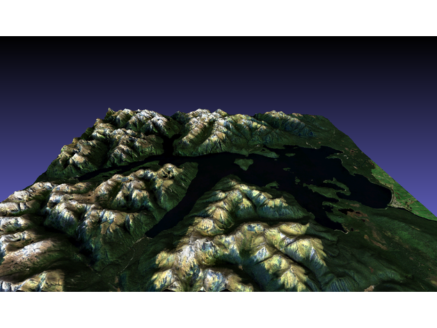 See Manapouri Neuseeland Farbe 3d Karte Fjordland Satellit Färbung topografisch Topographie 3D print model - Mito3D