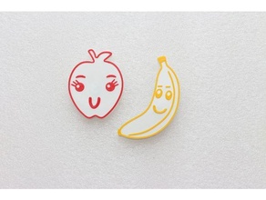 fridge magnets - apple & banana anime chibi cute magnet magnetic refrigerator 3d print model - Mito3D
