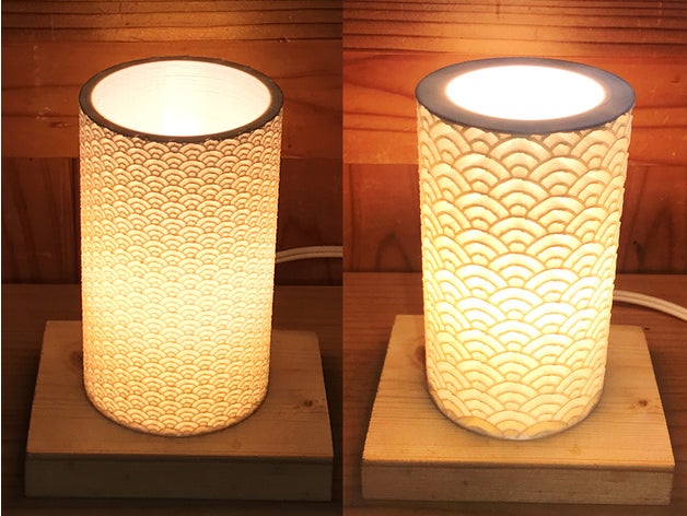 wave pattern lamp shade lampshade led light seigaiha 3D print model - Mito3D