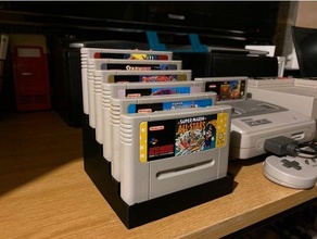 stepped snes pal cart holder x6 customized nintendo cartridge storage 3d print model - Mito3D