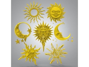 moon sun cnc + stars 3d print model - Mito3D