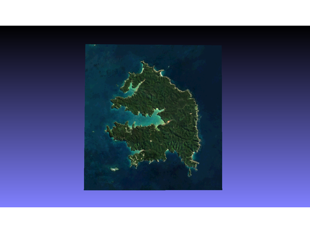 kawau Insel Neuseeland Farbe 3d Karte Topographie Satellit Färbung topografisch 3D print model - Mito3D