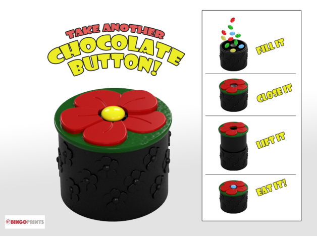 Schokolade Taste Box Tasten Süßigkeiten Spender Schimmel Blume Topf 3D print model - Mito3D