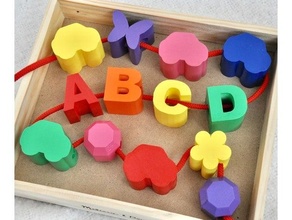 large alphabet shape toy lacing beads baby educational game jewelry kids 3d print model - Mito3D