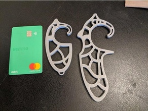 touch hook tool - keychain handled version 3d keychains door opener germ free opening contact 3d print model - Mito3D