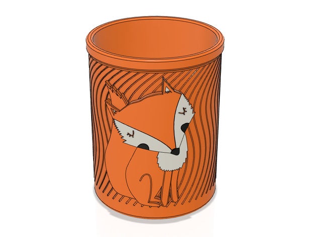 fox pencil cup holder pen 3D print model - Mito3D