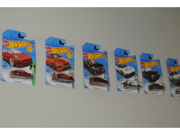 hot wheels wall mount display small command strips 3D print model - Mito3D